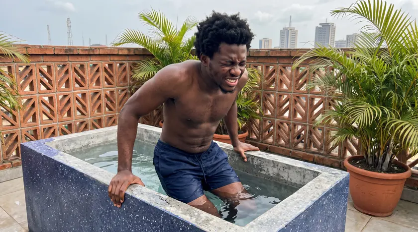 The first seconds of a cold plunge — Nigeria