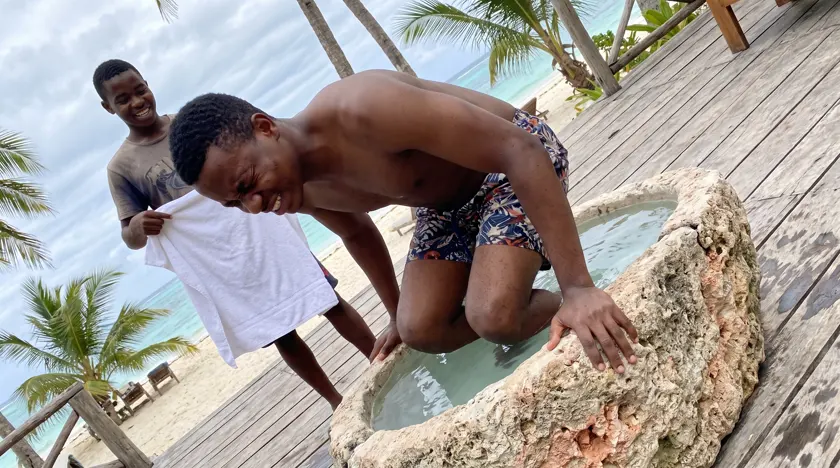 The first seconds of a cold plunge — Tanzania
