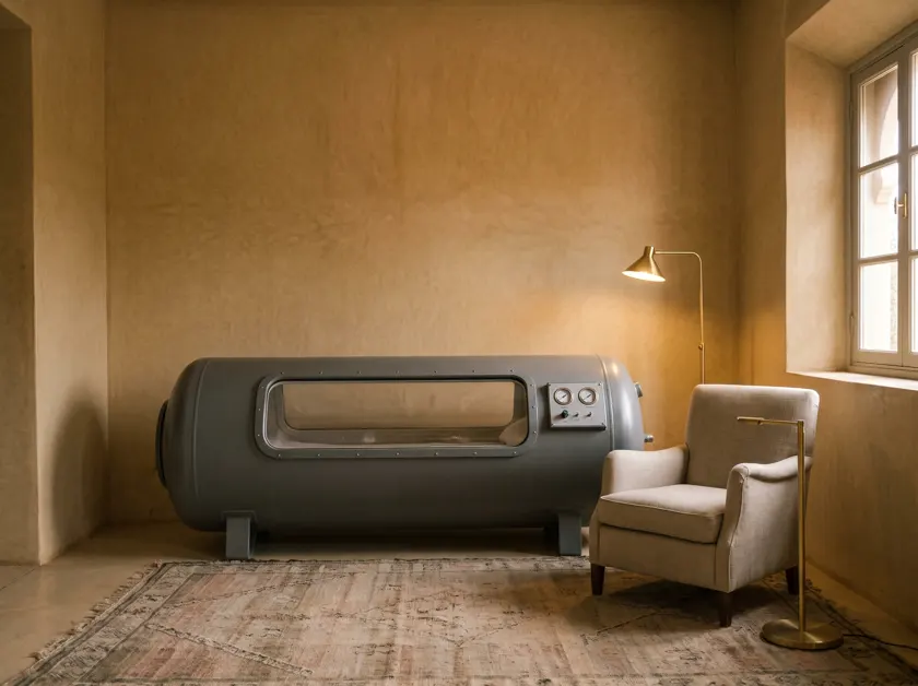 Hyperbaric chamber in a home wellness room — Morocco