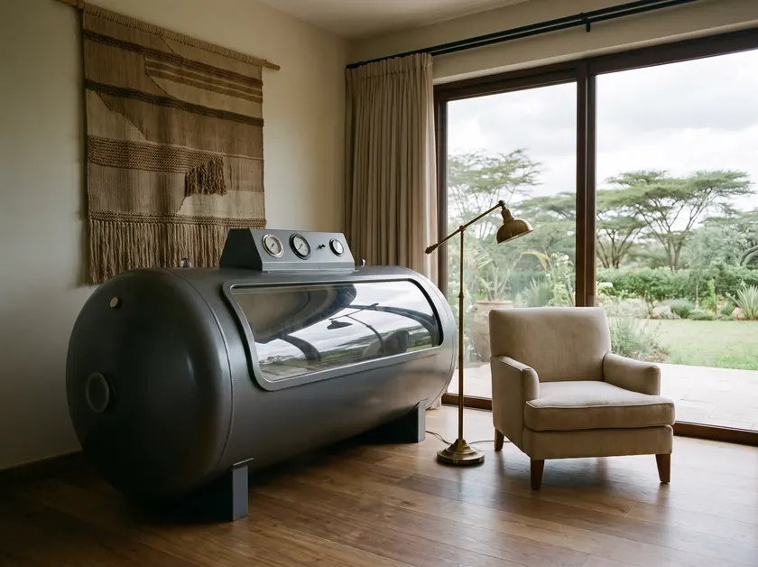 Hyperbaric chamber in a home wellness room — Kenya