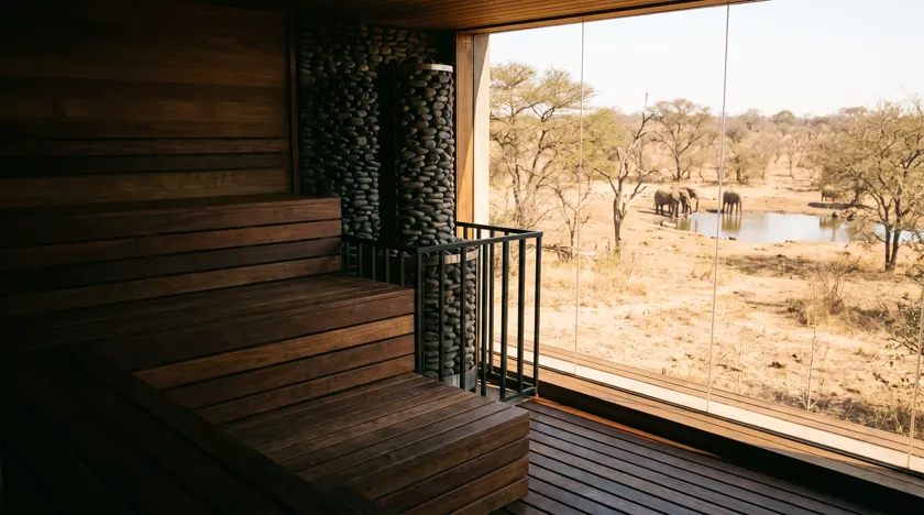 Large commercial sauna, three tiers — South Africa